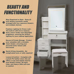 Dressing Table LED Makeup Mirror Stool Set Vanity Desk With Drawer Lighted