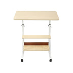 Height Adjustable Rolling Overbed Table 60cm Mobile Computer Desk