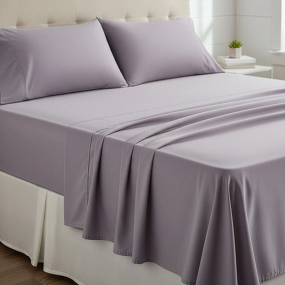 Double Bed Sheet Set – 1800 Series Microfiber, Deep Pocket, Soft & Breathable, Grey