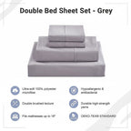 Double Bed Sheet Set – 1800 Series Microfiber, Deep Pocket, Soft & Breathable, Grey