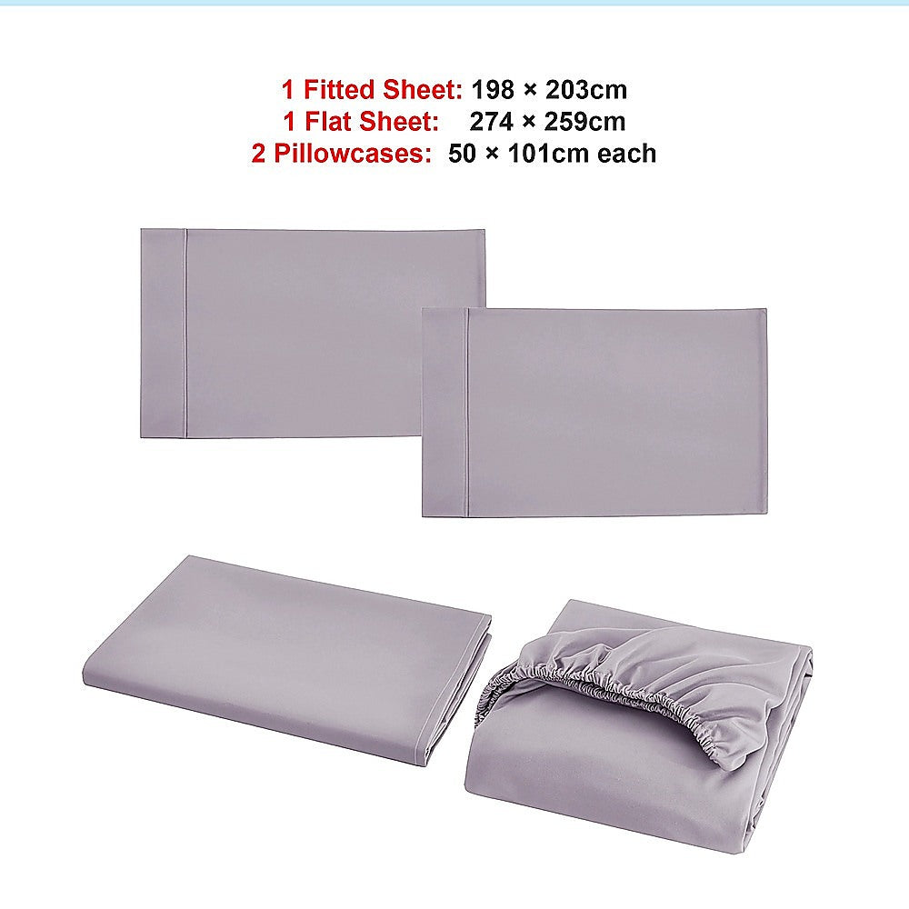 King Bed Sheet Set – 1800 Series Microfiber, Deep Pocket, Soft & Breathable, Grey