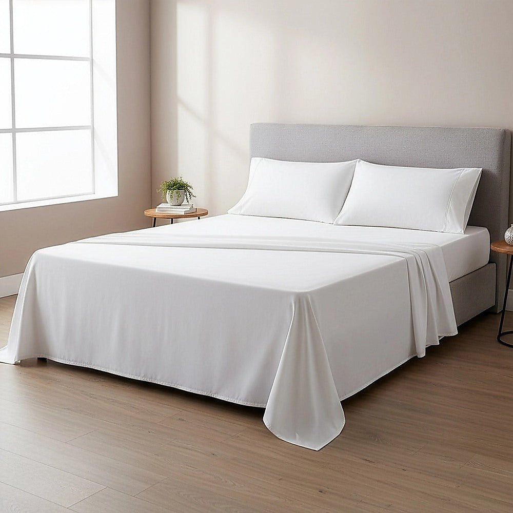 Queen Bed Sheet Set – 1800 Series Microfiber, Deep Pocket, Soft & Breathable, White