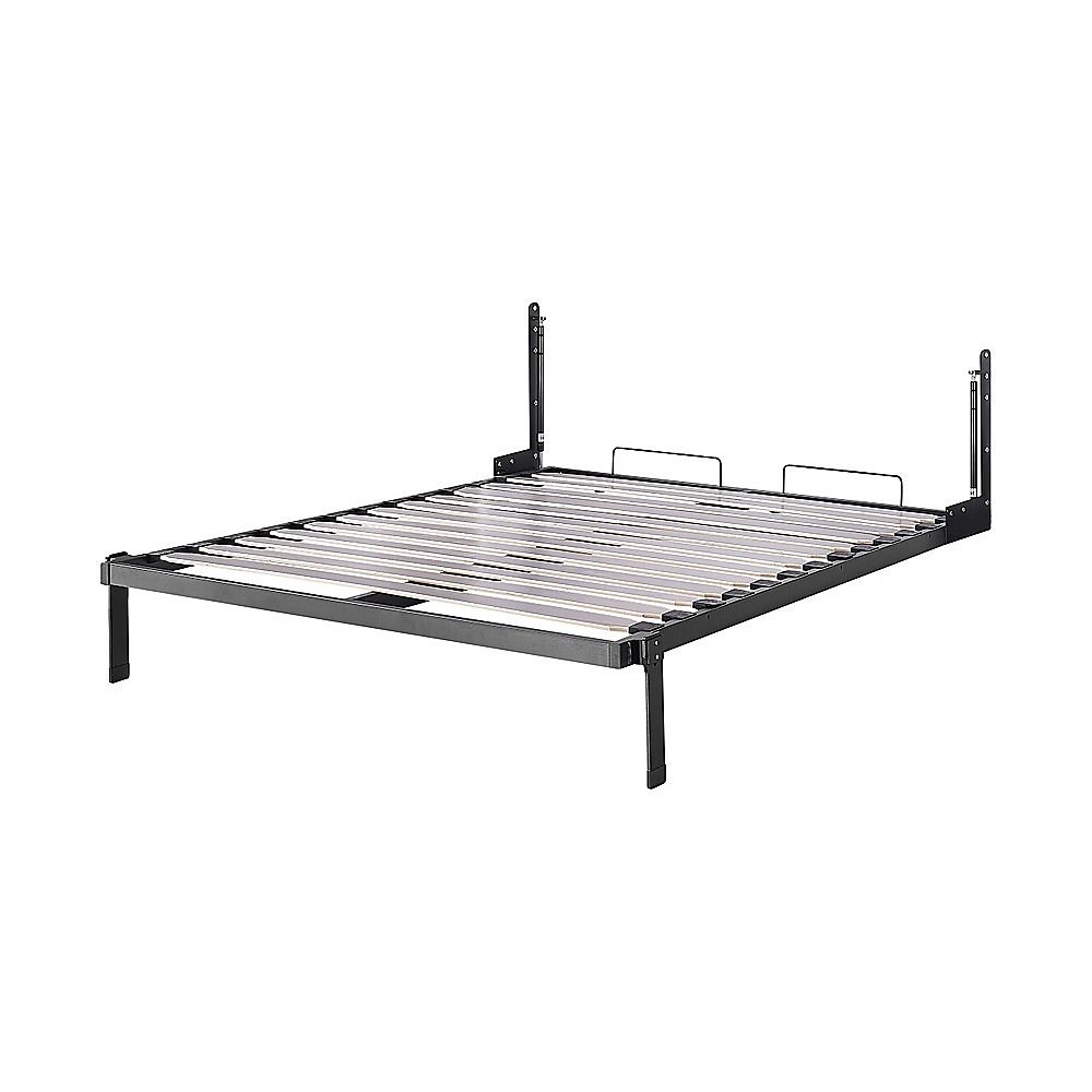 Double Wall Bed in White – Space Saving Murphy Bed Kit with Black Door Handle
