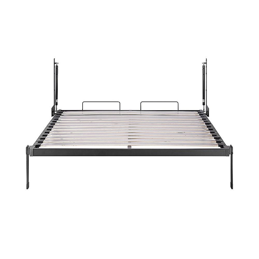 Double Wall Bed in White – Space Saving Murphy Bed Kit with Black Door Handle