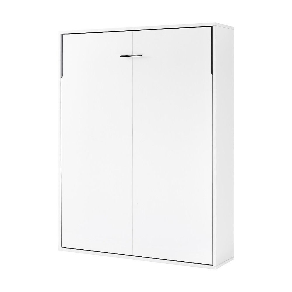 Double Wall Bed in White – Space Saving Murphy Bed Kit with Black Door Handle