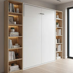 Double Wall Bed in White – Space Saving Murphy Bed Kit with Black Door Handle