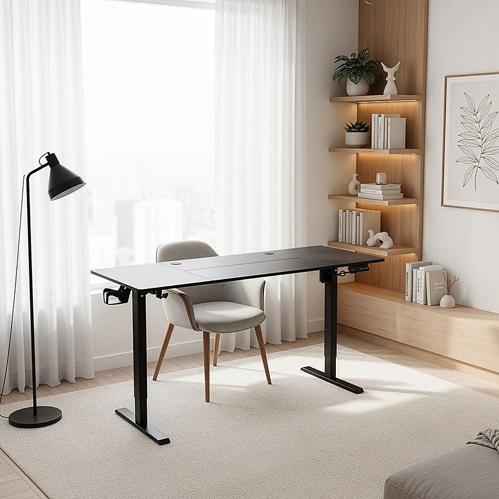 160cm Electric Standing Desk – Height Adjustable Sit Stand Office Table in Black