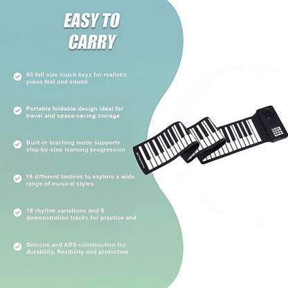 88 Key Portable Foldable Silicone Electronic Keyboard Piano Music