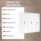 240x200cm 6-Door White Steel Hanging Wardrobe with Black Handle Storage Cabinet