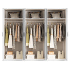 240x200cm 6-Door White Steel Hanging Wardrobe with Black Handle Storage Cabinet