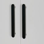 240x200cm 6-Door White Steel Hanging Wardrobe with Black Handle Storage Cabinet