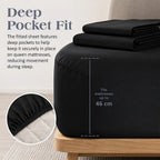 Microfiber Sheet Set 4 Piece Queen Black Deep Pocket Bed Sheets Soft Breathable Easy Care Bedding
