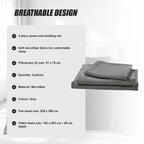 Microfiber Sheet Set 4 Piece Queen Light Grey Deep Pocket Bed Sheets Soft Breathable Easy Care Bedding