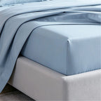 Microfiber Sheet Set 4 Piece Light Blue White Deep Pocket Bed Sheets Soft Breathable Easy Care Bedding