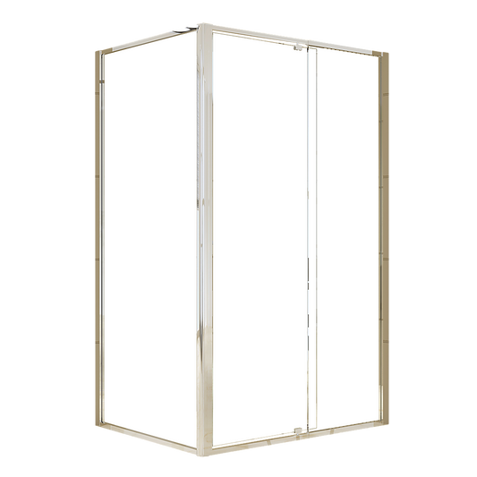 Adjustable Semi Frameless Shower Screen 114-122cm x 89-92cm With Gold Hardware For Modern Bathrooms