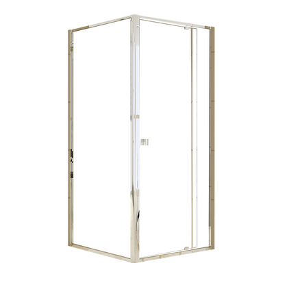 Adjustable Semi Frameless Shower Screen 82-90cm x 89-92cm With Gold Hardware For Modern Bathrooms