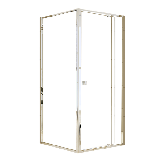 Adjustable Semi Frameless Shower Screen 82-90cm x 89-92cm With Gold Hardware For Modern Bathrooms