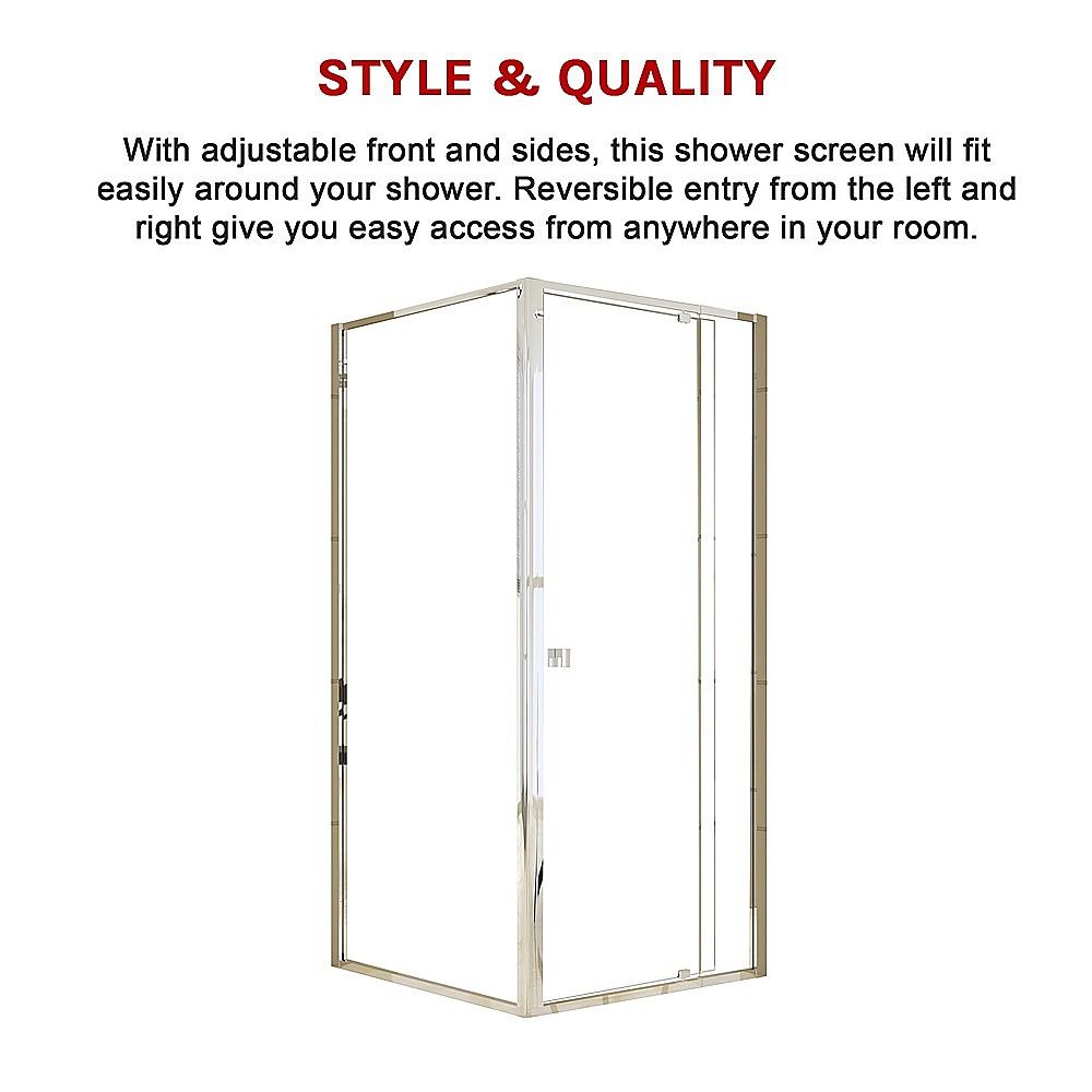 Adjustable Semi Frameless Shower Screen 82-90cm x 89-92cm With Gold Hardware For Modern Bathrooms