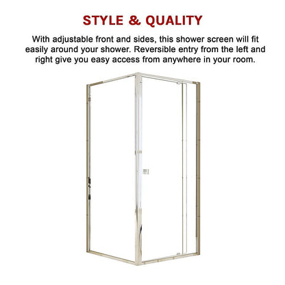 Adjustable Semi Frameless Shower Screen 82-90cm x 89-92cm With Gold Hardware For Modern Bathrooms