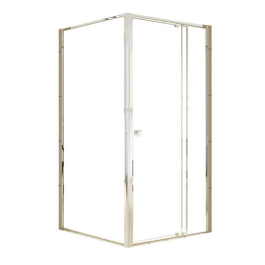 Adjustable Semi Frameless Shower Screen 98-106cm x 98-101cm With Gold Hardware For Modern Bathrooms