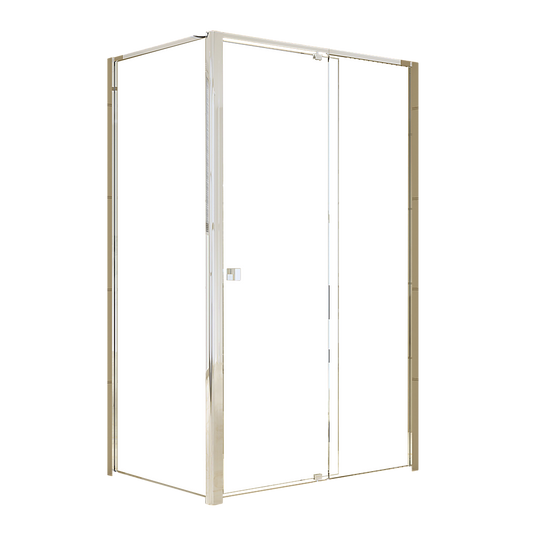Adjustable Semi Frameless Shower Screen 114-122cm x 98-101cm With Gold Hardware For Modern Bathrooms