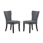 Set 2 Studded Grey Velvet Look Armless Dining Chairs 94cm
