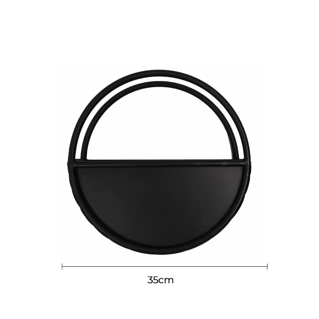 Premium Floating Half Moon / Semi Circle Metal Wall Planter | Onyx Black 35cm