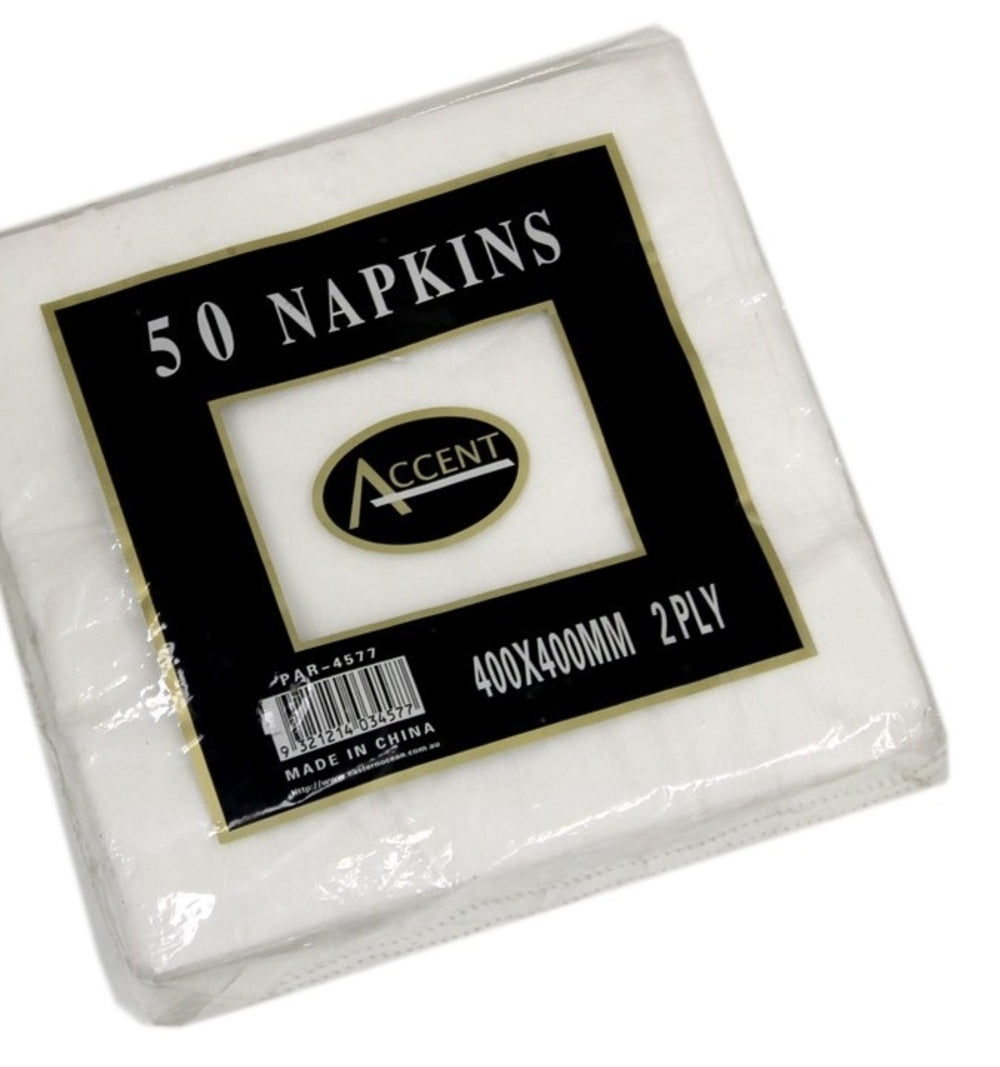 bulk 2400 White Napkin Dinner 2ply 40cm