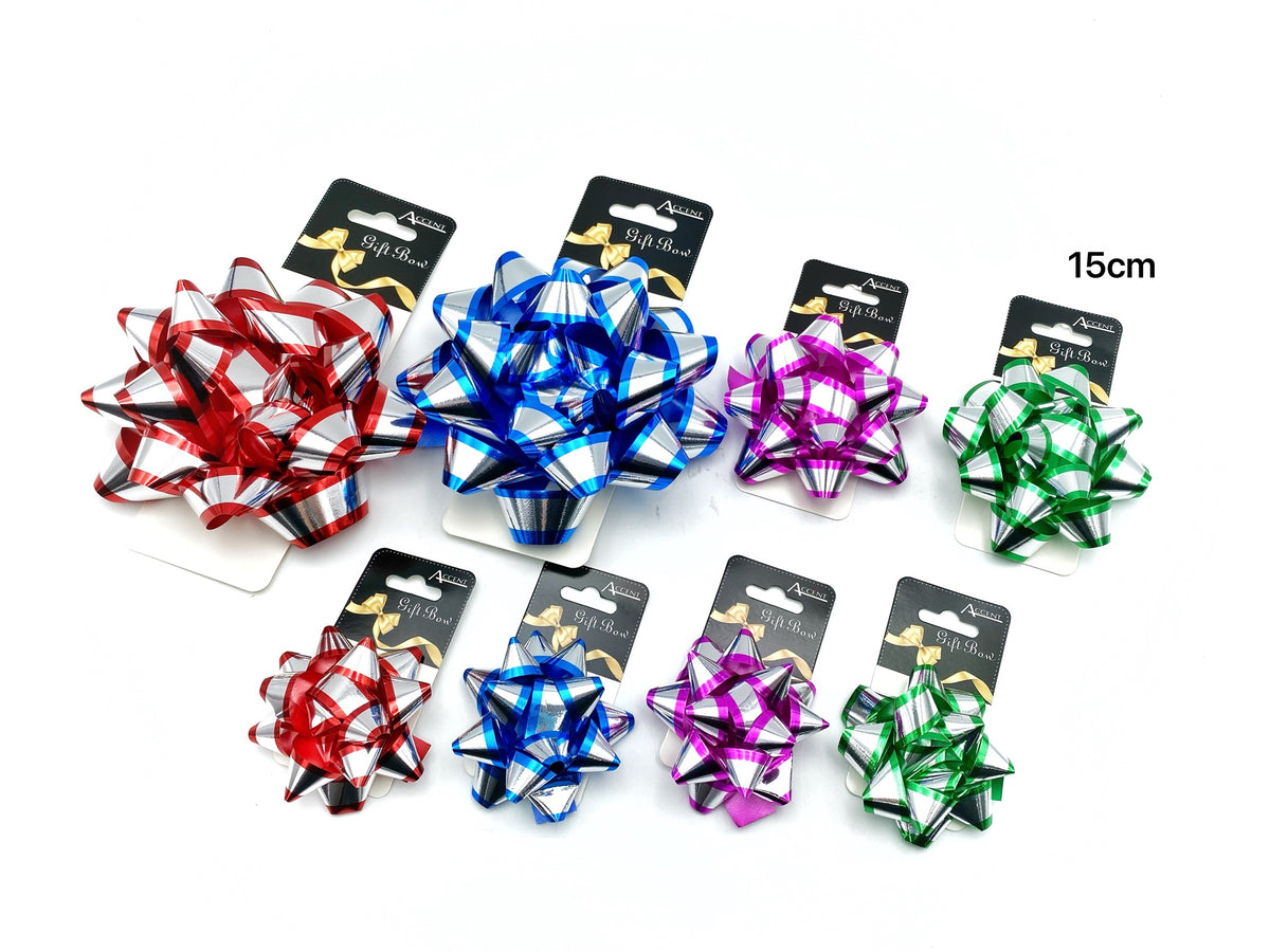 bulk 24 2 Tone Gift Bow 10cm Assort Cols