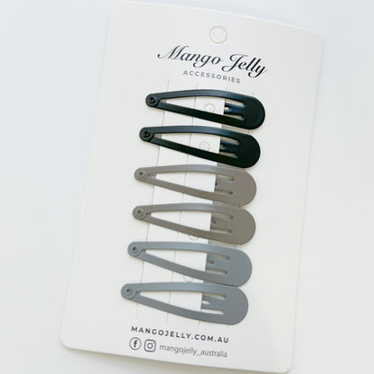 Essential Snap Hair clips - Black - 12 Pieces