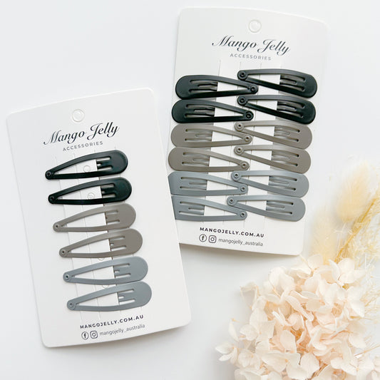 Essential Snap Hair clips - Black - 6 Pieces
