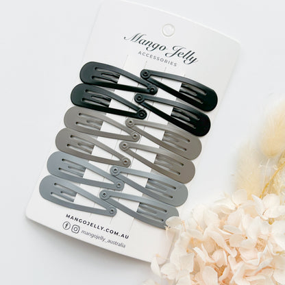 Essential Snap Hair clips - Black - 6 Pieces