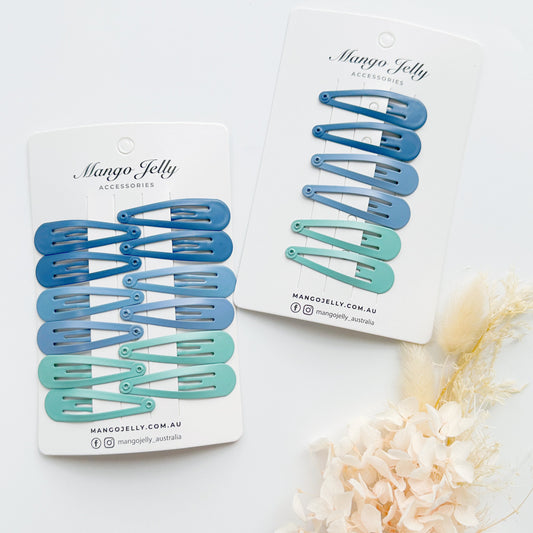 Essential Snap Hair clips - Blue - 6 Pieces