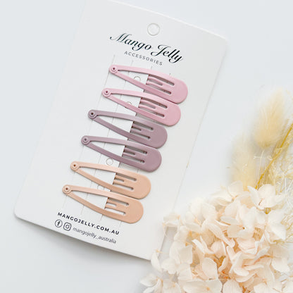 Essential Snap Hair clips - Dusty Pink - 6 Pieces