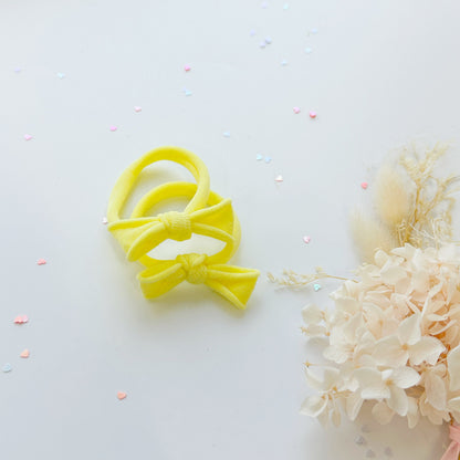 Handmade Simple Bow metal free hair ties - Candy - 1 Pairs - Pastel Purple