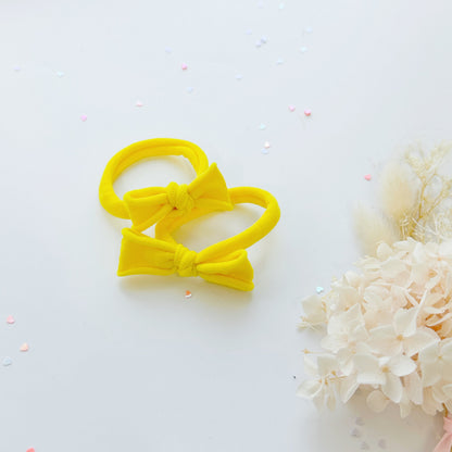 Handmade Simple Bow metal free hair ties -POP - 1 Pairs - Red