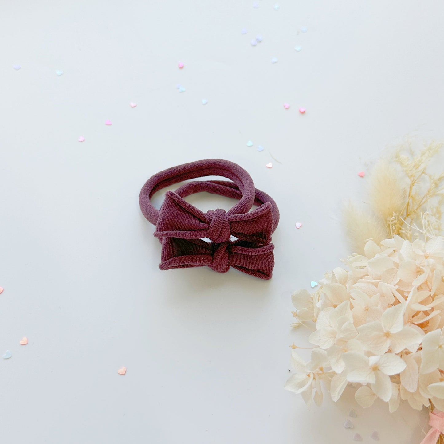 Handmade Simple Bow metal free hair ties - Violet - 1 Pairs - Royal Blue