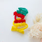 Handmade Simple Bow metal free hair ties -POP - 3 Pairs Pop Colour