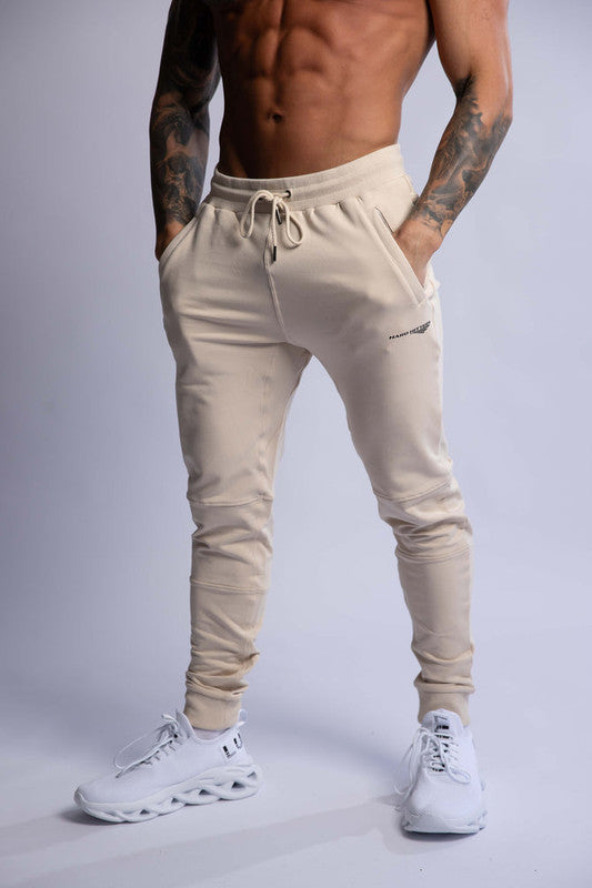 HARD HITTERS SLIM FIT TERRY JOGGERS BEIGE X-LARGE