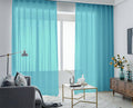 2 Long drop Sheer Voile Curtains 590cm x 270cm Drop+Hooks Pinch Pleat Lake Blue