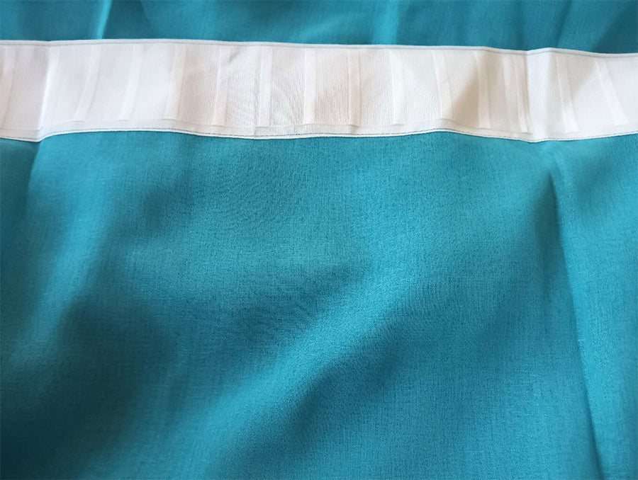 2 Long drop Sheer Voile Curtains 590cm x 270cm Drop+Hooks Pinch Pleat Lake Blue