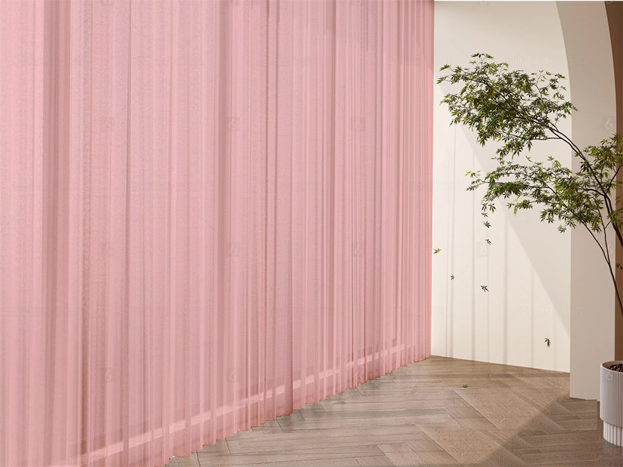 2 Long drop Sheer Voile Curtains 590cm wide 270cm Drop Pinch Pleat+30 Hook, Pink