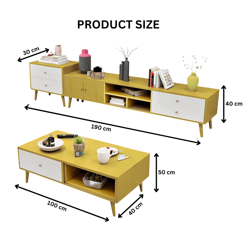 NNECN Modern TV Stand Side table & Coffee Table package for Living Room
