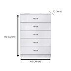 NNECN 5 Layer White Drawer Chest Storage with Bedside Table