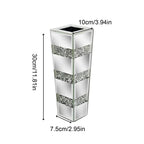 P&P Silver Diamond Inlaid Table Vase, Modern Decorative Centerpiece for Home