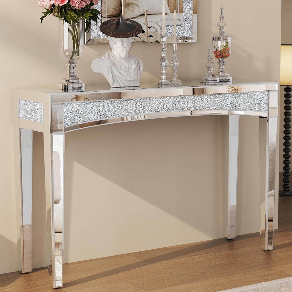 Crushed Diamond Mirrored Console Table Entrance Furniture