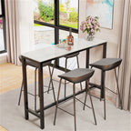 Xxl Marble Kitchen Bar Table Counter Breakfast Dining Table W/ Thicken Metal Leg