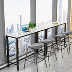 Xxl Marble Kitchen Bar Table Counter Breakfast Dining Table W/ Thicken Metal Leg