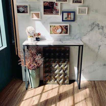 Modern Heavy Real Stone Console Table Hallway Entryway Table Metal Narrow Desk