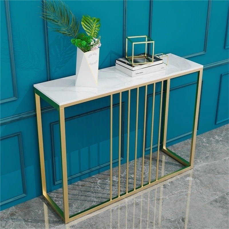 Golden Console Table for Hallway Entryway
